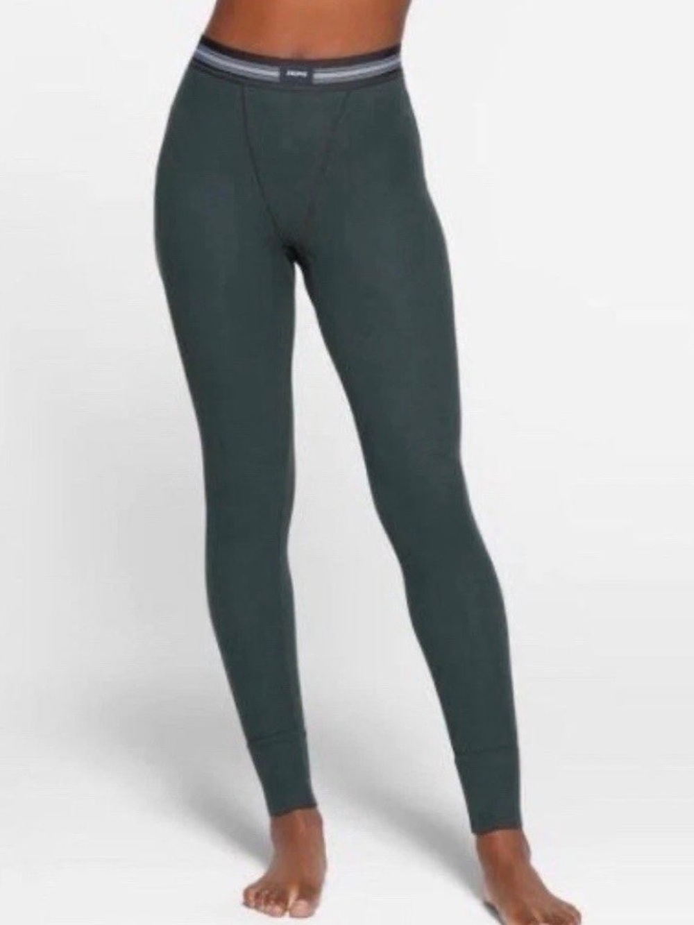 SKIMS Cotton Rib Green Logo Leggings - Spruce Multi XXS Limited Edition NWT